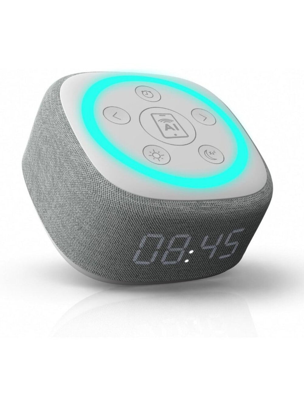 Smart Home Speaker with AI Voice Assistant, Digital Clock, White Color